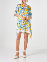 Lemons and maiolica print silk caftan