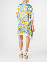 Lemons and maiolica print silk caftan