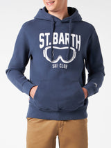 Man blue hoodie with St. Barth ski club print