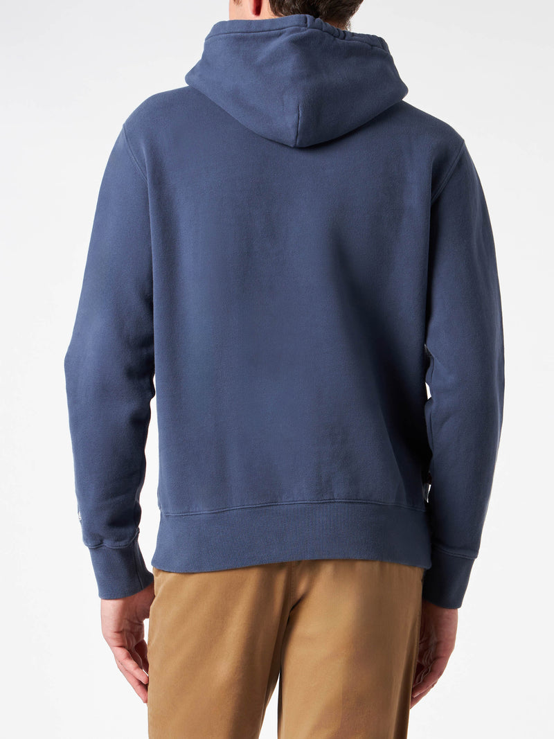 Man blue hoodie with St. Barth ski club print