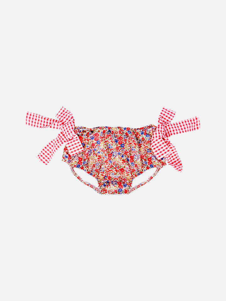 Girl swim briefs with flower print with bows | Made with Liberty fabrics - MC2 Saint Barth