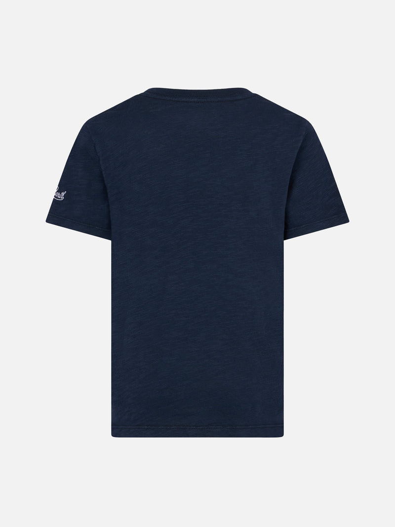 T-shirt da bambino blu razzo spaziale