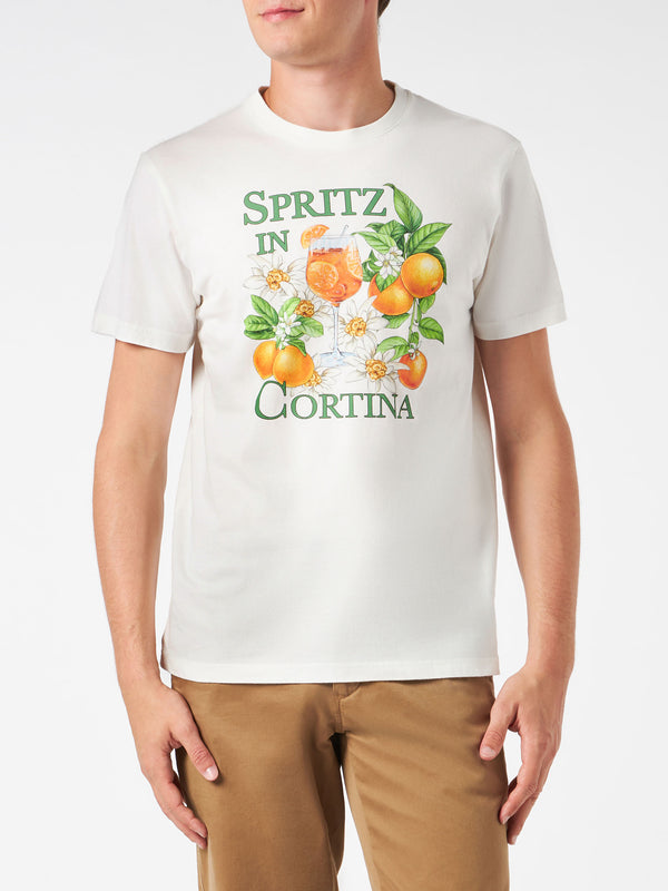 Herren-T-Shirt aus schwerer Baumwolle mit Spritz- und Cortina-Aufdruck