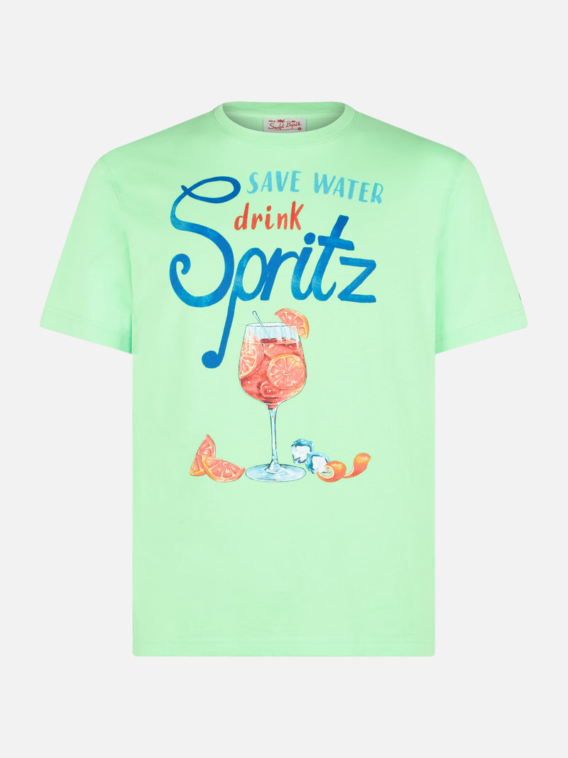 Man cotton t-shirt with Spritz print