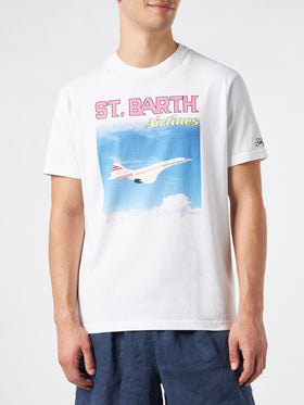 Man cotton t-shirt with St.Barth airlines print