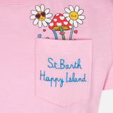 T-shirt da bambina in cotone con ricamo St. Barth Happy Island