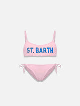 Mädchen-Bralette-Bikini mit St. Barth-Glitzerlogo