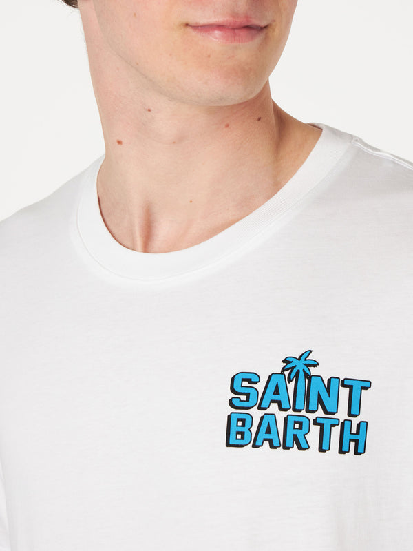 Herren-T-Shirt aus Baumwolle mit St. Barth Happy Days-Aufdruck