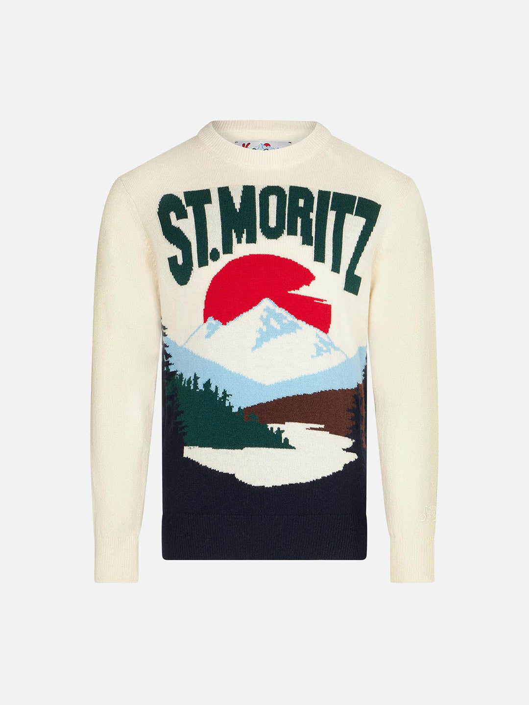 Weißer Pullover für Jungen mit St. Moritz-Jacquard
