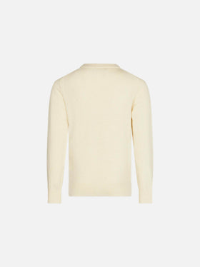 Weißer Pullover für Jungen mit St. Moritz-Jacquard