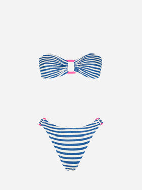 Woman crinkle bandeau bikini