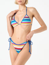 Woman striped crochet triangle bikini