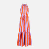 Neckholder-Kleid für Damen mit Streifendruck