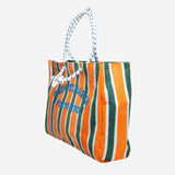 Sponge striped bag with embroidery