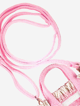 Portachiavi in tela di cotone rigata rosa