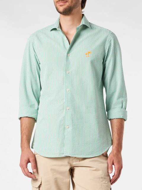 Man seersucker striped Pamplona shirt - MC2 Saint Barth