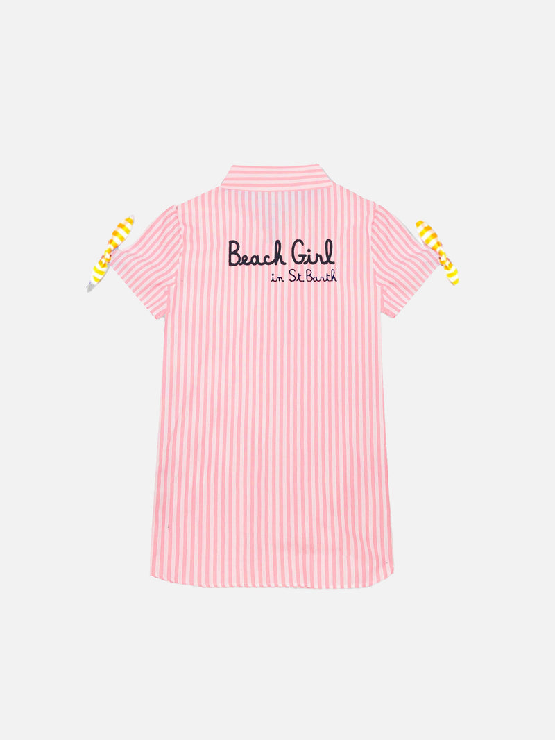 Gestreiftes Hemdkleid für Mädchen mit Stickerei
