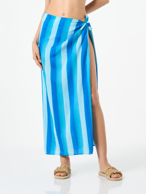 Cotton pareo skirt with striped print - MC2 Saint Barth