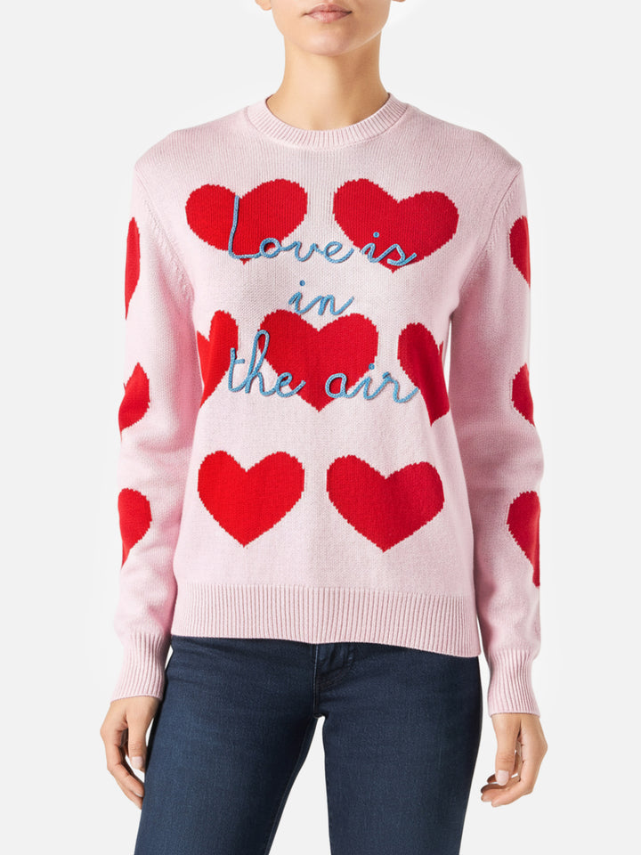 Maglione da donna con stampa cuori