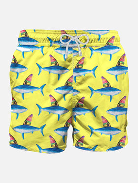 Mid-length swim shorts with sharks print - MC2 Saint Barth