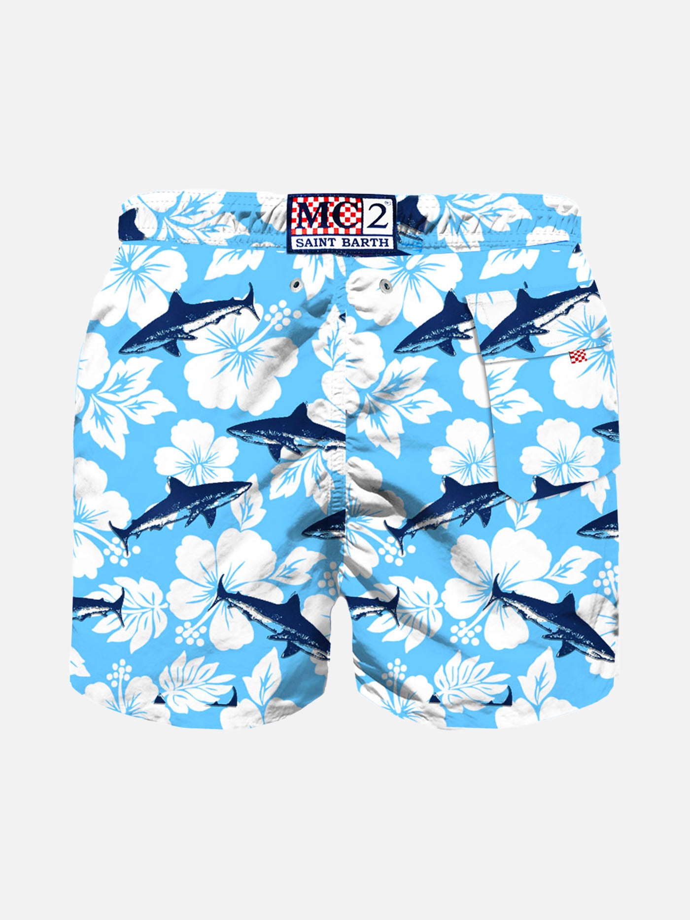 Boy swim shorts with flocked shark print - MC2 Saint Barth