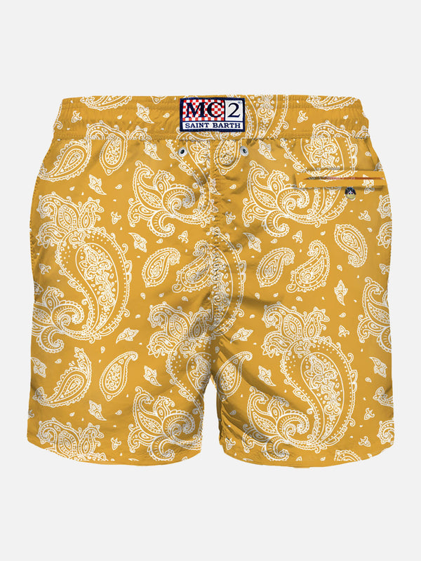 Herren-Badeshorts aus leichtem Stoff mit Paisley-Print