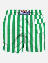 Green  mid-length swim shorts with  embroidery