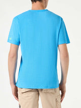Herren-T-Shirt aus Frottee-Bluette mit Tasche