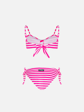 Girl terry striped bralette bikini