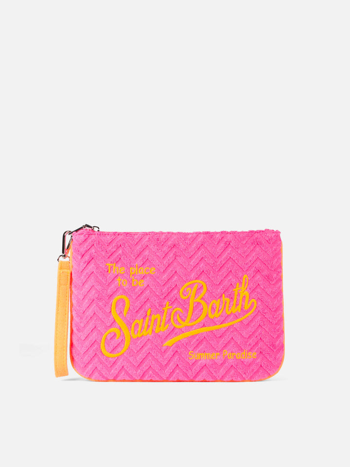 Pochette in spugna parigina con motivo in rilievo