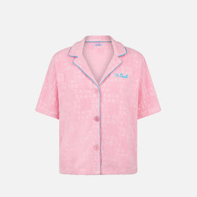 Camicia da donna in spugna goffrata con piping