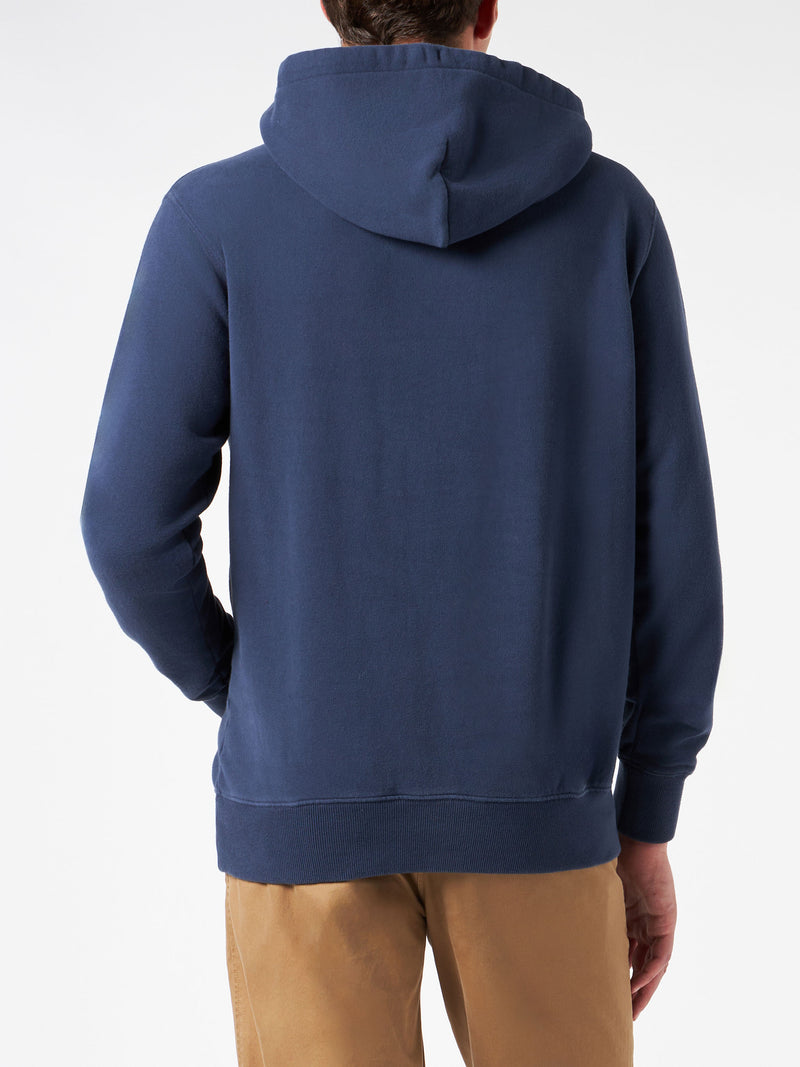 Man blue hoodie with St. Barth terry patch