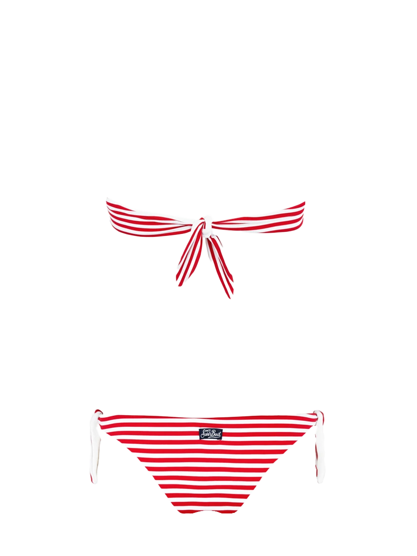 Striped Bikini Draped Bandeau - MC2 Saint Barth