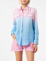 Woman shirt with pink and blue gradient colors