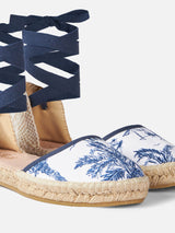 Flat espadrillas with toile de jouy print