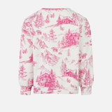 Girl crewneck sweatshirt with toile de jouy print