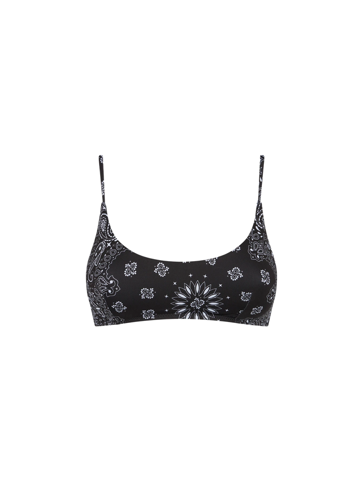 Woman black bralette swimsuit with bandanna pattern - MC2 Saint Barth