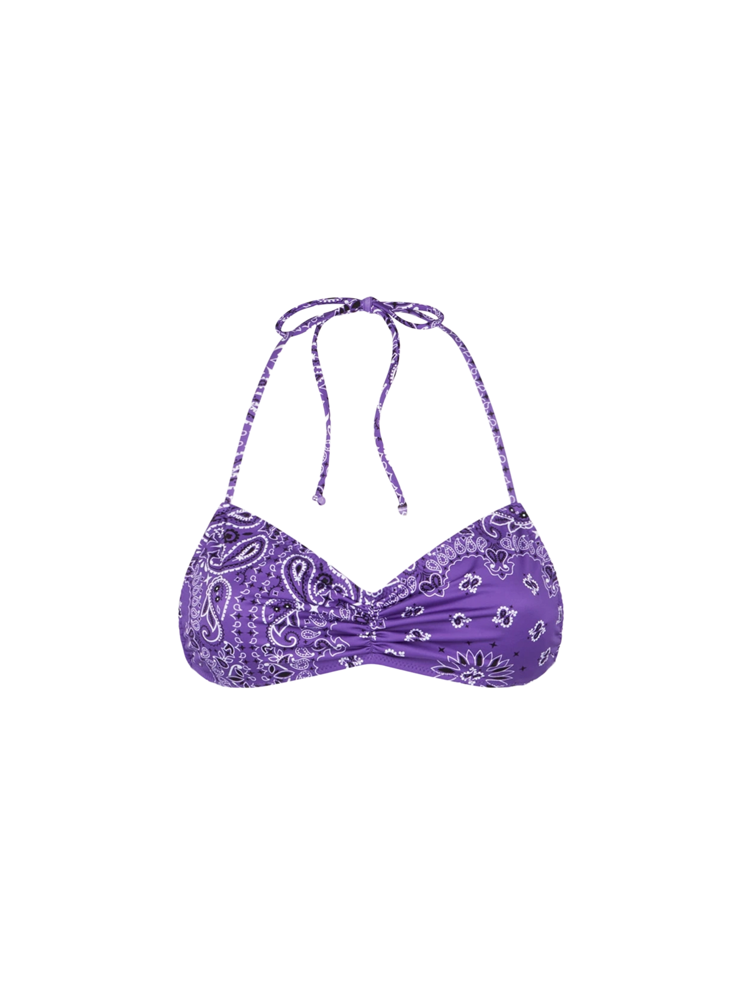 Woman bandeau top swimsuit with bandanna print