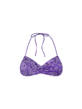 Woman bandeau top swimsuit with bandanna print