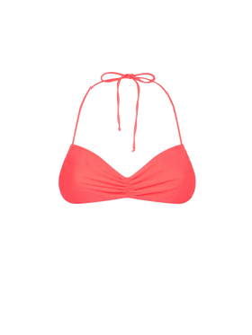 Woman fluo red bandeau top swimsuit