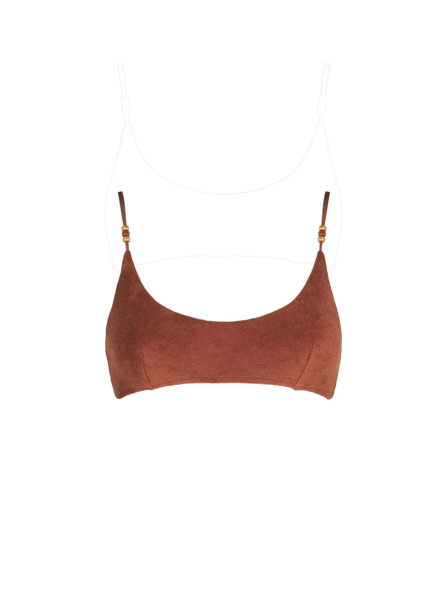 Costume bralette donna in spugna marrone con charms