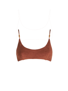 Costume bralette donna in spugna marrone con charms