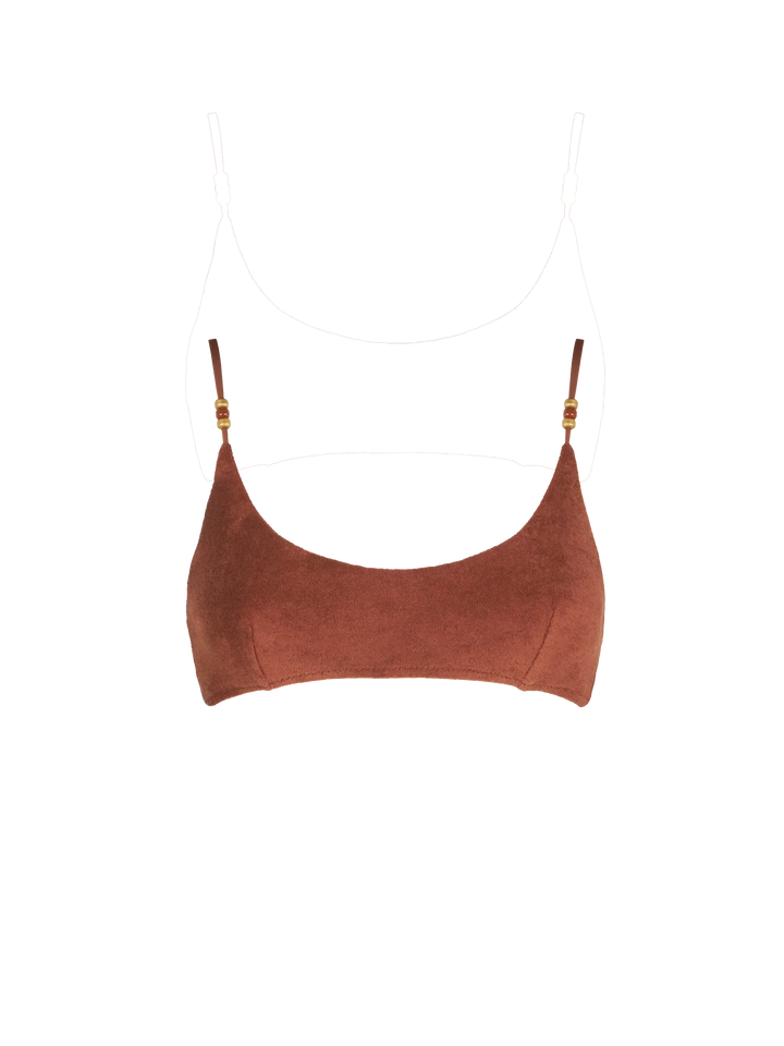 Woman brown terry bralette swimsuit with charms - MC2 Saint Barth