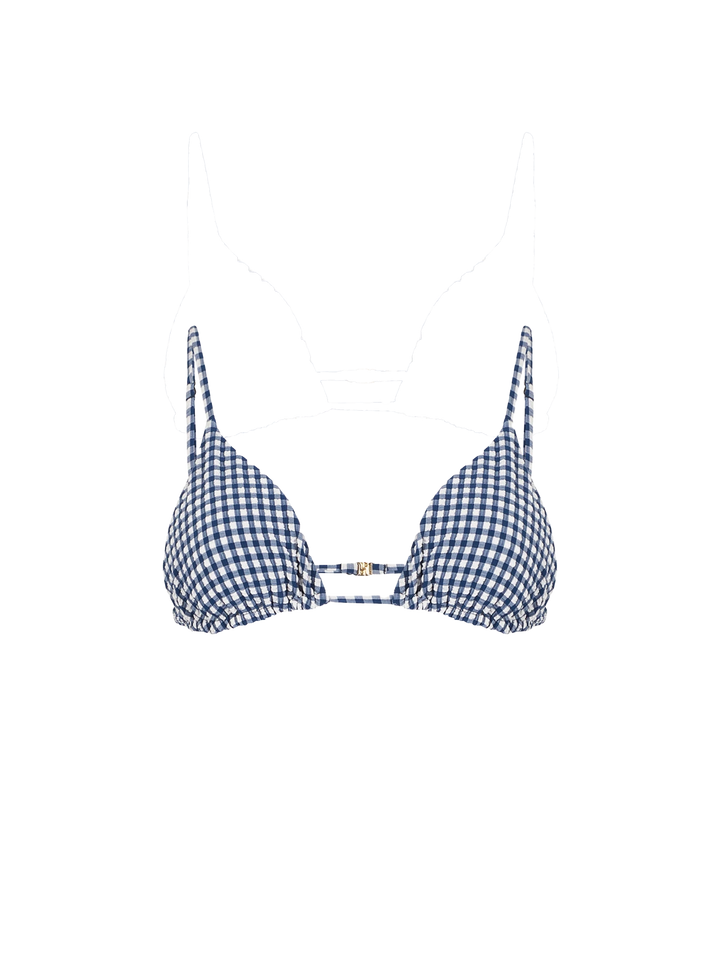 Woman crinkle blue vichy triangle top - MC2 Saint Barth