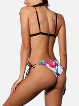 Bikini da donna a triangolo con stampa fiori tropicali