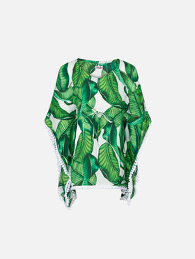 Girl caftan with banana leaves print - MC2 Saint Barth