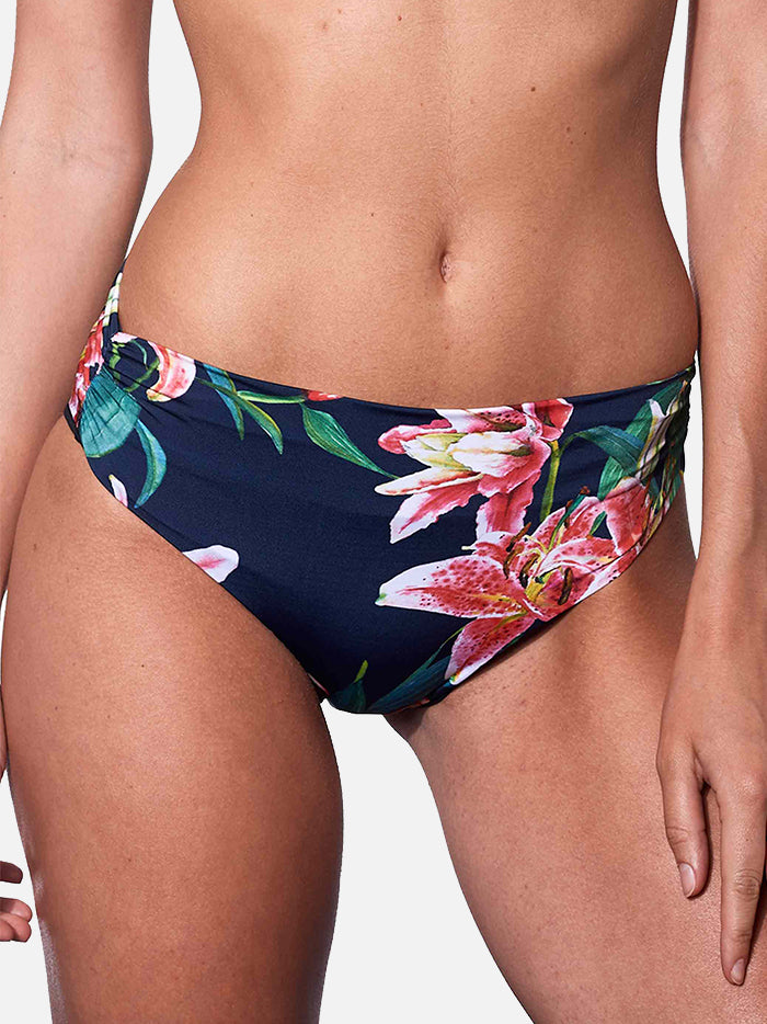 Tropical print high waist swim briefs