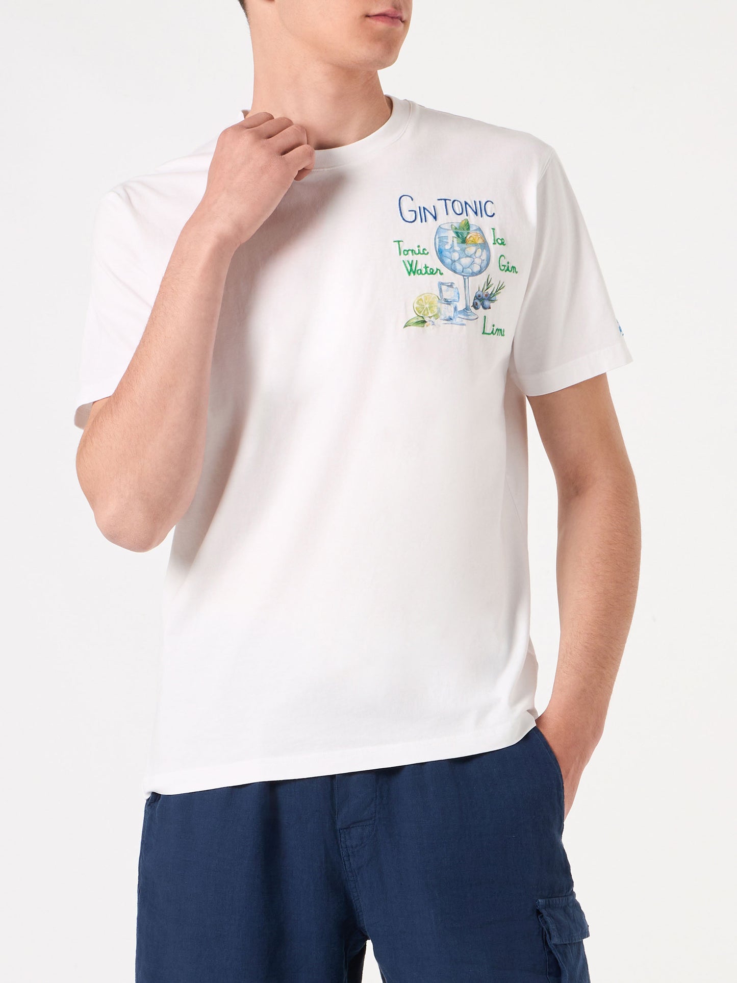 Herren-T-Shirt aus Baumwolle mit Gin Tonic-Aufdruck