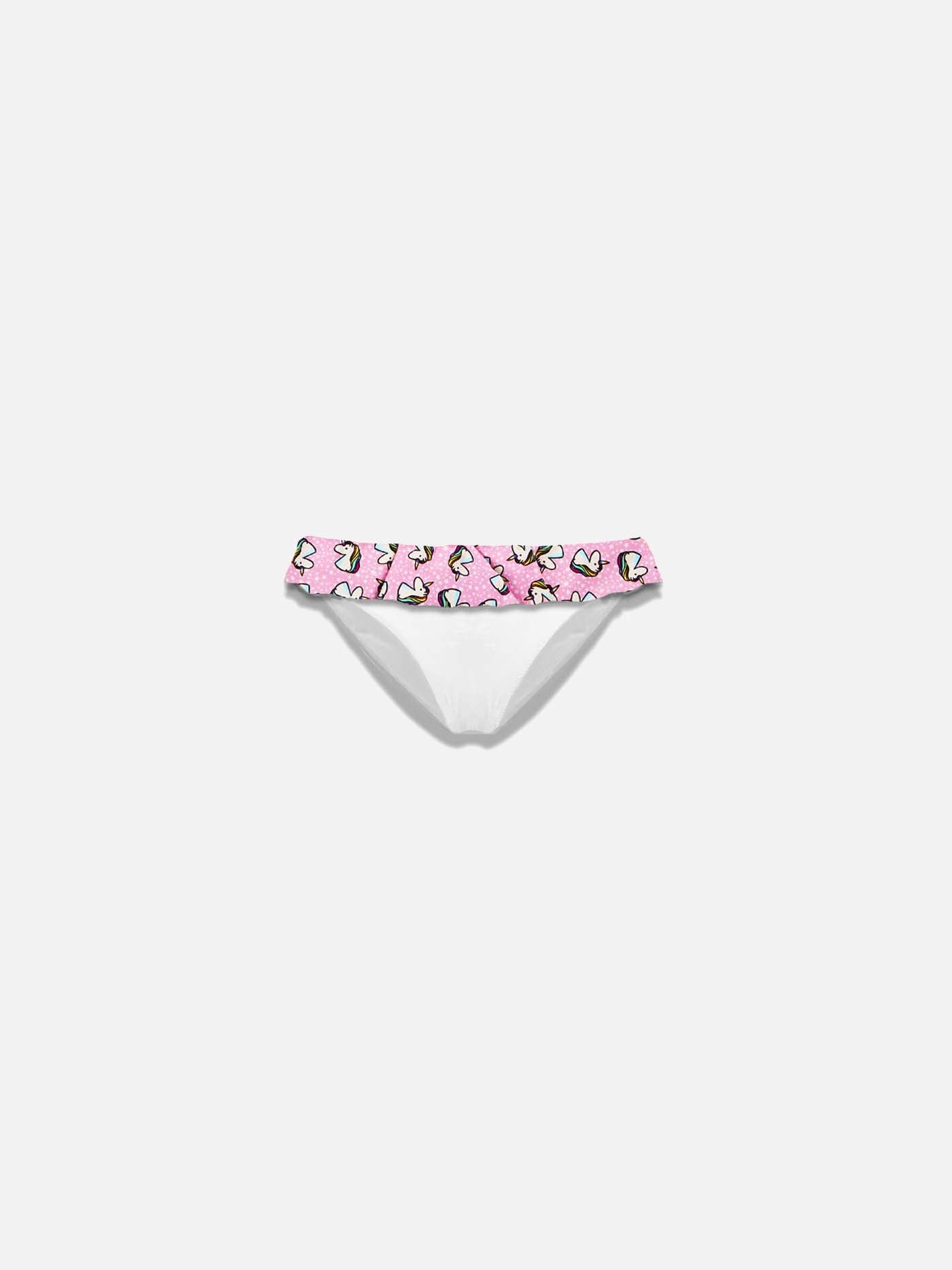 Girl ruffled swim briefs with unicorn print - MC2 Saint Barth