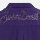 Girl velvet overshirt with Saint Barth rhinestones print